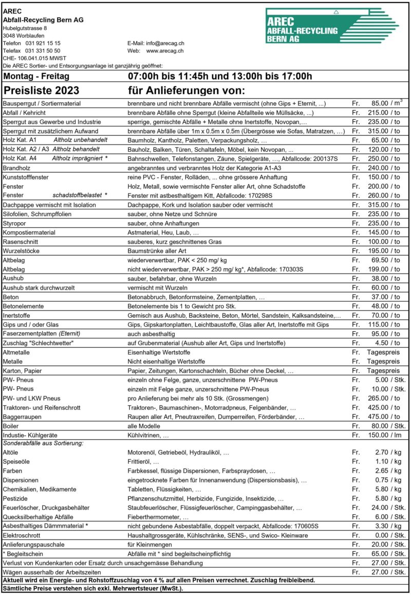 Preisliste_2023_img - AREC Abfall Recycling Bern AG
